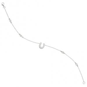 Cubic Zirconia Sterling Silver Horseshoe Anklet